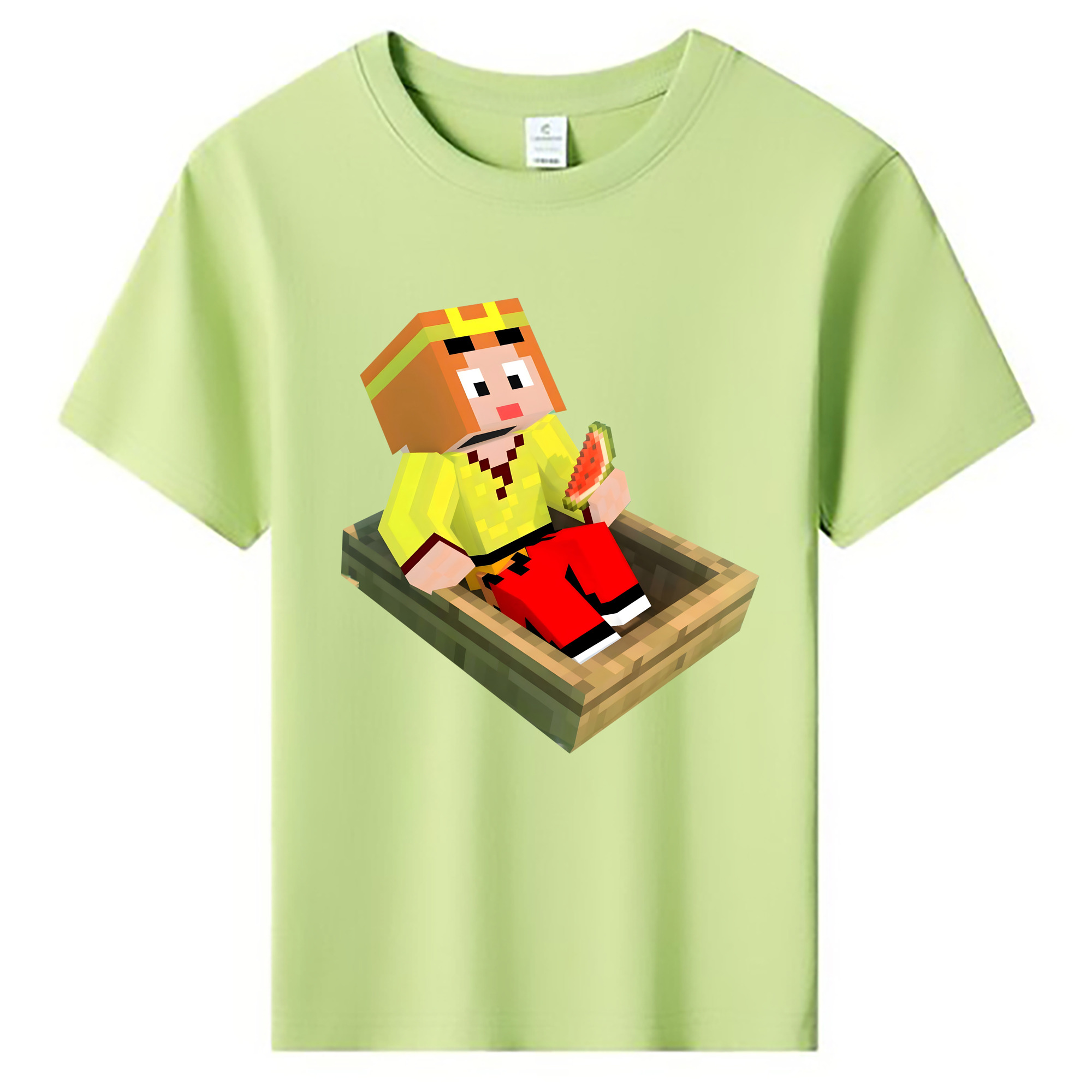 （画像用） マインクラフト ブロックの世界 Minecraft MC Block world 綿100％キッズTシャツ（フロントプリント）